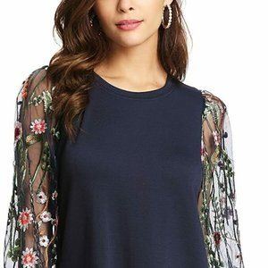 DIDK Women's Tunic Dress with Embroidered Floral M